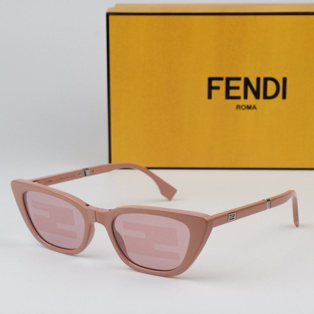 NEW Fendi FE40089I 72U FOLDING Pink Mirror Pattern Women Cat Eye Sunglasses